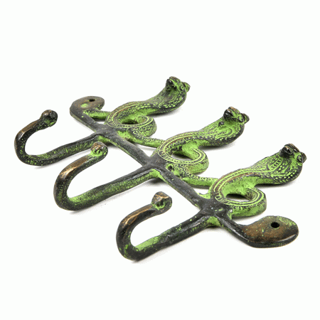 Bronze Cobra Wall Hooks with Patina