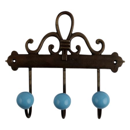 Solid Turquoise Ceramic Iron Hooks