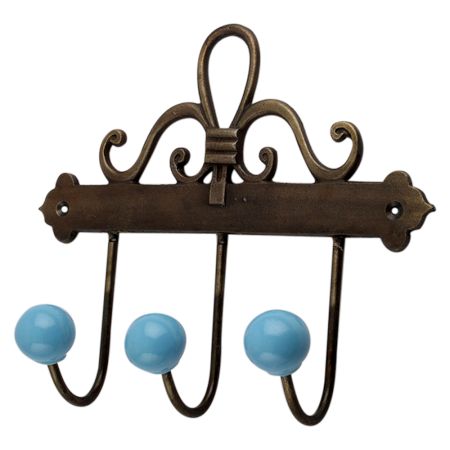 Solid Turquoise Ceramic Iron Hooks