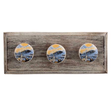 The Starry Night Multicolor Flat Ceramic Wooden Hooks