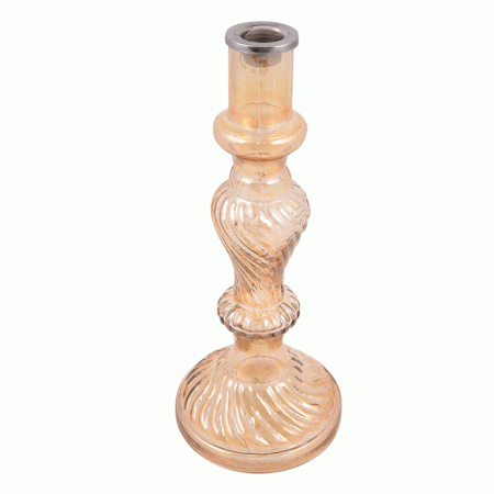 Glass Pillar Candle Holder With Spiral Design(Set of 1 Piece)