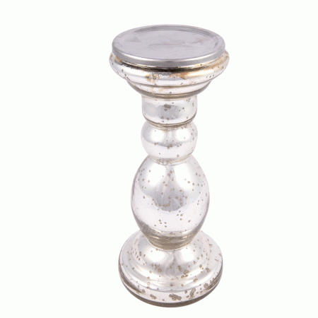 Silver Glass Pillar Candle Holder(Set of 1 Piece)