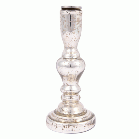 Silver Vintage Effect Candle Holder(Set of 1 Piece)
