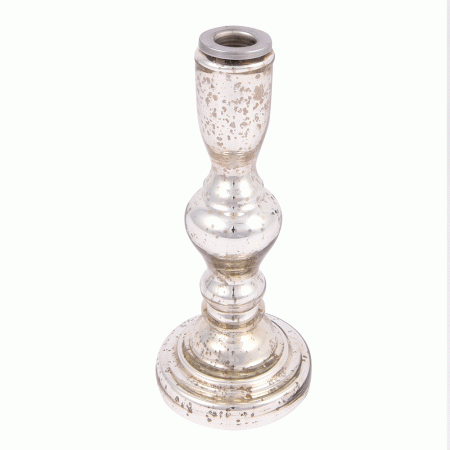 Silver Vintage Effect Candle Holder(Set of 1 Piece)