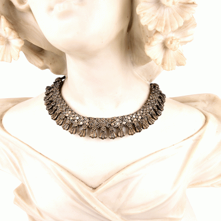 Silver Alloy Oxidized Choker Collar Necklace(Pack of 1 Piece)
