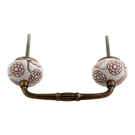 Marigold Brown Etched Ceramic Floral Bridge Handle