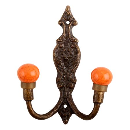 Orange Crackle Ceramic Iron Hooks
