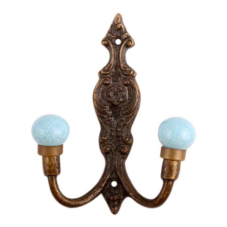 Turquoise Crackle Ceramic Iron Hooks