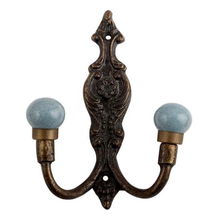 Grey Crackle Ceramic Iron Hooks