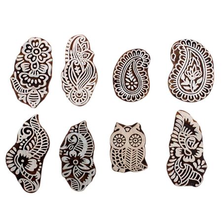 Set of 8 Piece New Mix Wooden Printing Block