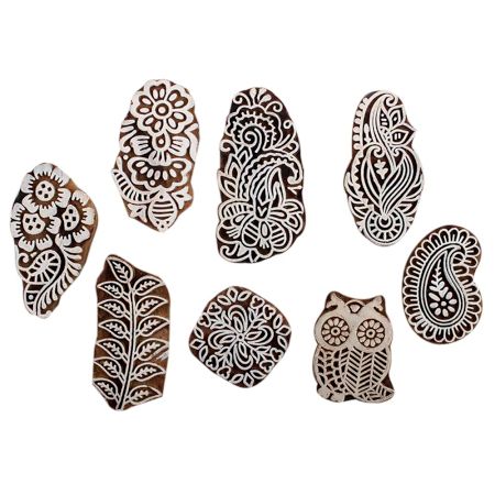 Set of 8 Piece New Mix Wooden Printing Block