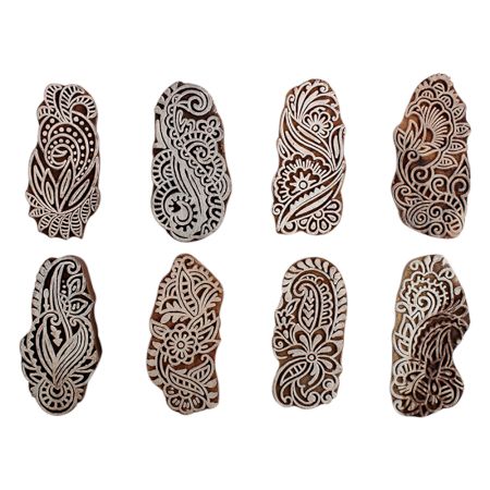 Set of 8 Piece New Mix Wooden Printing Block