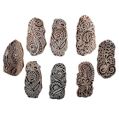 Set of 8 Piece New Mix Wooden Printing Block