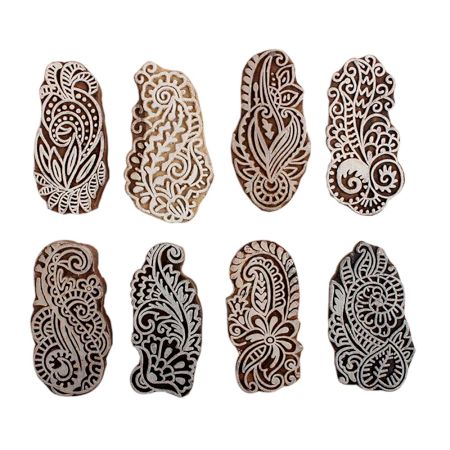 Set of 8 Piece New Mix Wooden Printing Block
