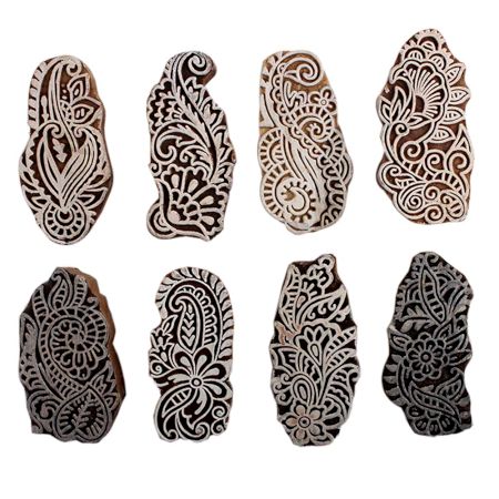 Set of 8 Piece New Mix Wooden Printing Block