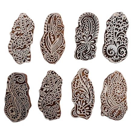 Set of 8 Piece New Mix Wooden Printing Block