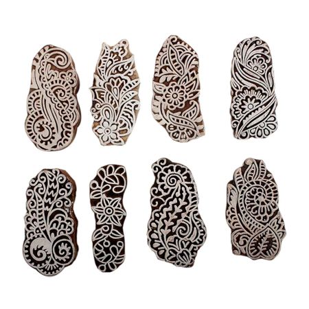 Set of 8 Piece New Mix Wooden Printing Block