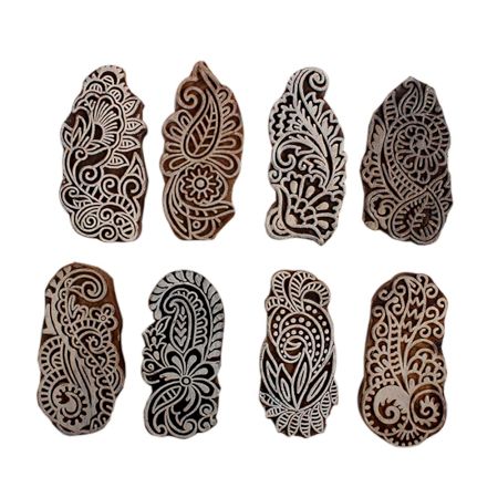Set of 8 Piece New Mix Wooden Printing Block