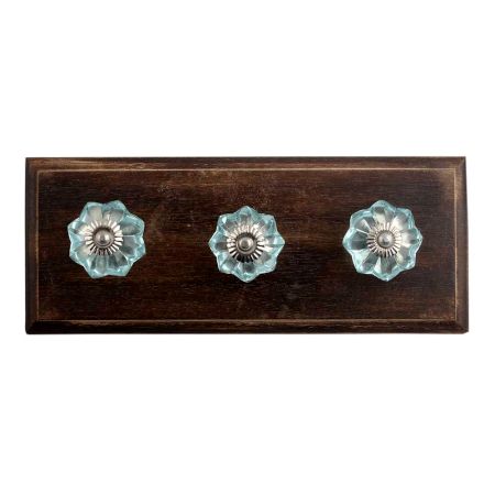 Turquoise Melon Glass Wooden Hooks