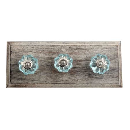 Turquoise Melon Glass Wooden Hooks