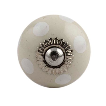 Cream White Dot Small Dresser Knob