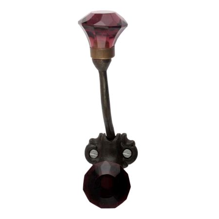 Amethyst Diamond Glass Cut Iron Hook (Set Of One Piece)