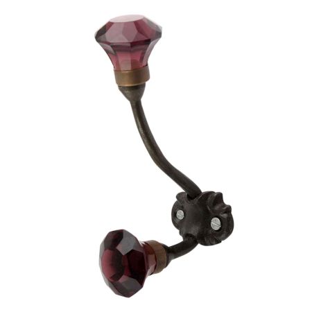 Amethyst Diamond Glass Cut Iron Hook (Set Of One Piece)