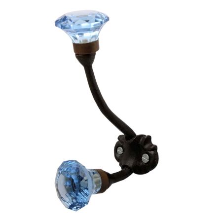 Slate Blue Diamond Glass Cut Iron Hook (Set of One Piece)