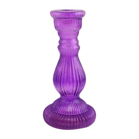 Purple Pillar Glass Candle Holder (Set of 1 Piece)