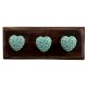 Sea Green Heart Etched Ceramic Wooden Hooks