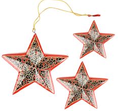 Handmade Wooden Star Christmas Ornaments (Set of 3) â€˜Starry Skyâ€™
