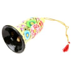 Lemon Yellow Hand Painted Colorful Floral Hanging Paper Mache Bell