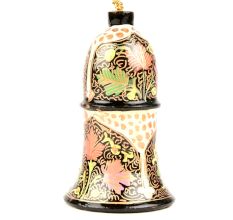 Yellow Design Tree Decoration Christmas Bell Hand Painted Paper Art Paper Mache