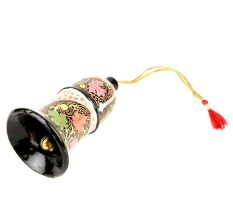 Yellow Design Tree Decoration Christmas Bell Hand Painted Paper Art Paper Mache