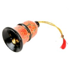 Orange Hand Painted Paper Art Mache Bell Christmas Tree Hanging