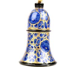 Blue Paper Mache Hand Painted Bell  Christmas Tree Decoration