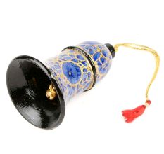 Blue Paper Mache Hand Painted Bell  Christmas Tree Decoration