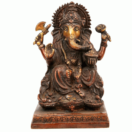 Seated Bronze Elephant God Ganesh Statue