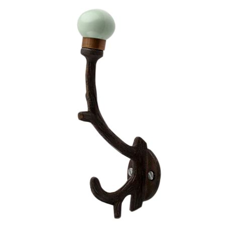 Sage Green Ceramic Tree Hooks-EHG-91