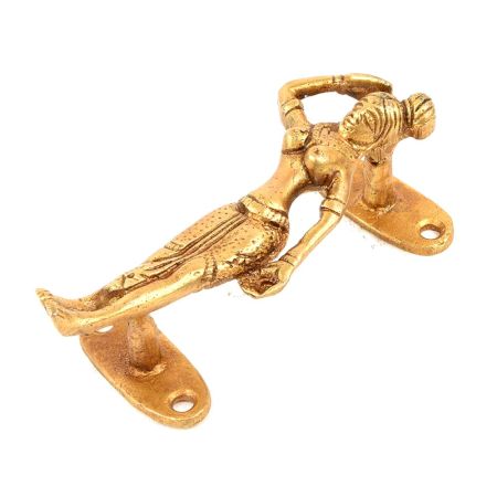 Woman Door Handle Brass Golden Figurine