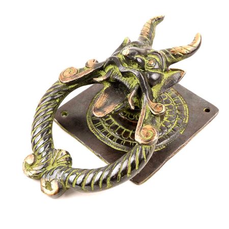 Bronze Feng Shui Folk Dragon Head Knocker