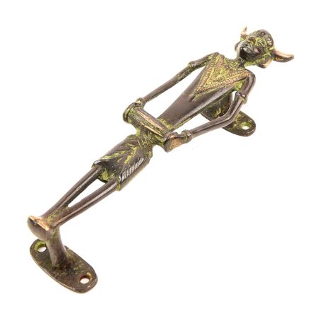 Dhokra Brass Man with Drum Door Handle