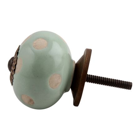 Sage Green Etched Dot Ceramic Drawer Knob