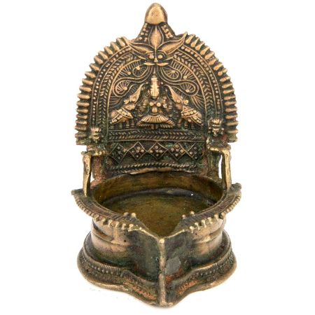 Brass Puja Ritual Alter Lamp Depicting Lakshmi Hindu