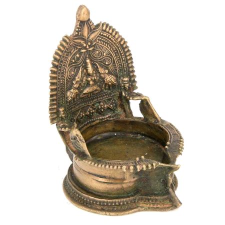 Brass Puja Ritual Alter Lamp Depicting Lakshmi Hindu