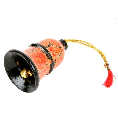 Orange Hand Painted Paper Art Mache Bell Christmas Tree Hanging