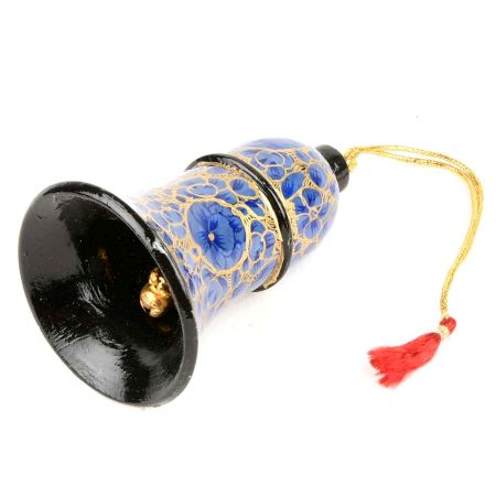 Blue Paper Mache Hand Painted Bell  Christmas Tree Decoration