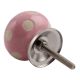 Pink Etched Dot Ceramic Drawer Knob