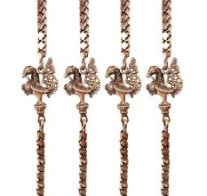 Brass Swing Chain Set With Handmade Elephant And Peacock Statues (Set Of 4 Piece)