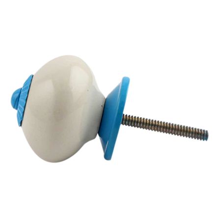Cream Round Turquoise Fitting Ceramic Knob